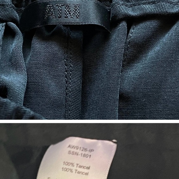 ATM Black Tencel Drawstring Pants Crop Tapered Straight Leg Womens Small Stretch - Picture 6 of 6